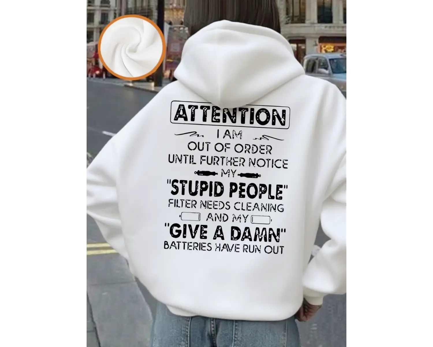 Dikkat Komik İfadeler Baskılı Kapüşonlu Üstler Kadınlar Kışlık Polar Sıcak Kazak Bol Cepli Sw