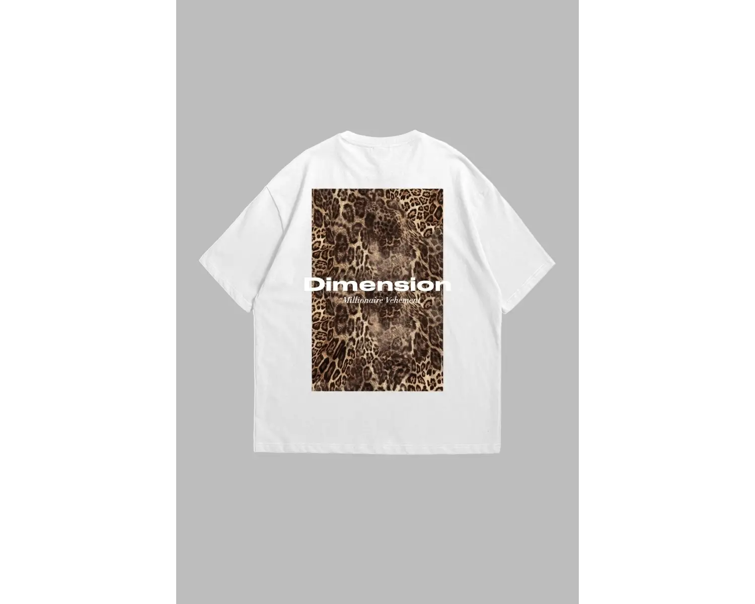 Dİmension Baskılı Leopar Desenli 24/1 Oversize Unisex Beyaz