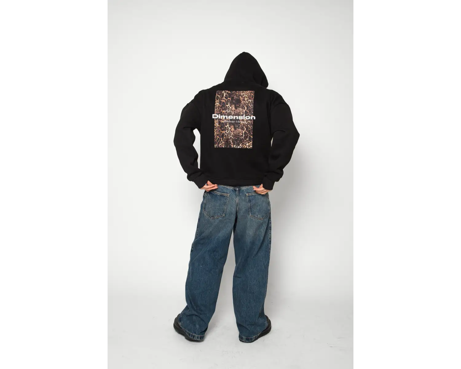 Dimension Leopar Baskılı Oversize Unisex Premium Beyaz