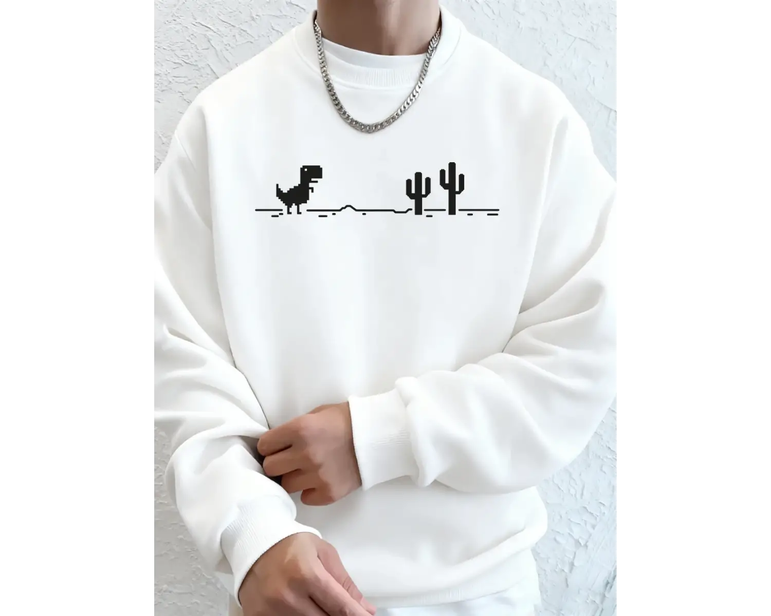 Dinozorlar Kaktüs Üzerinde Baskı Erkekler Kazak Kış Polar Sıcak Kapüşonlular Kore Gevşek Bisi