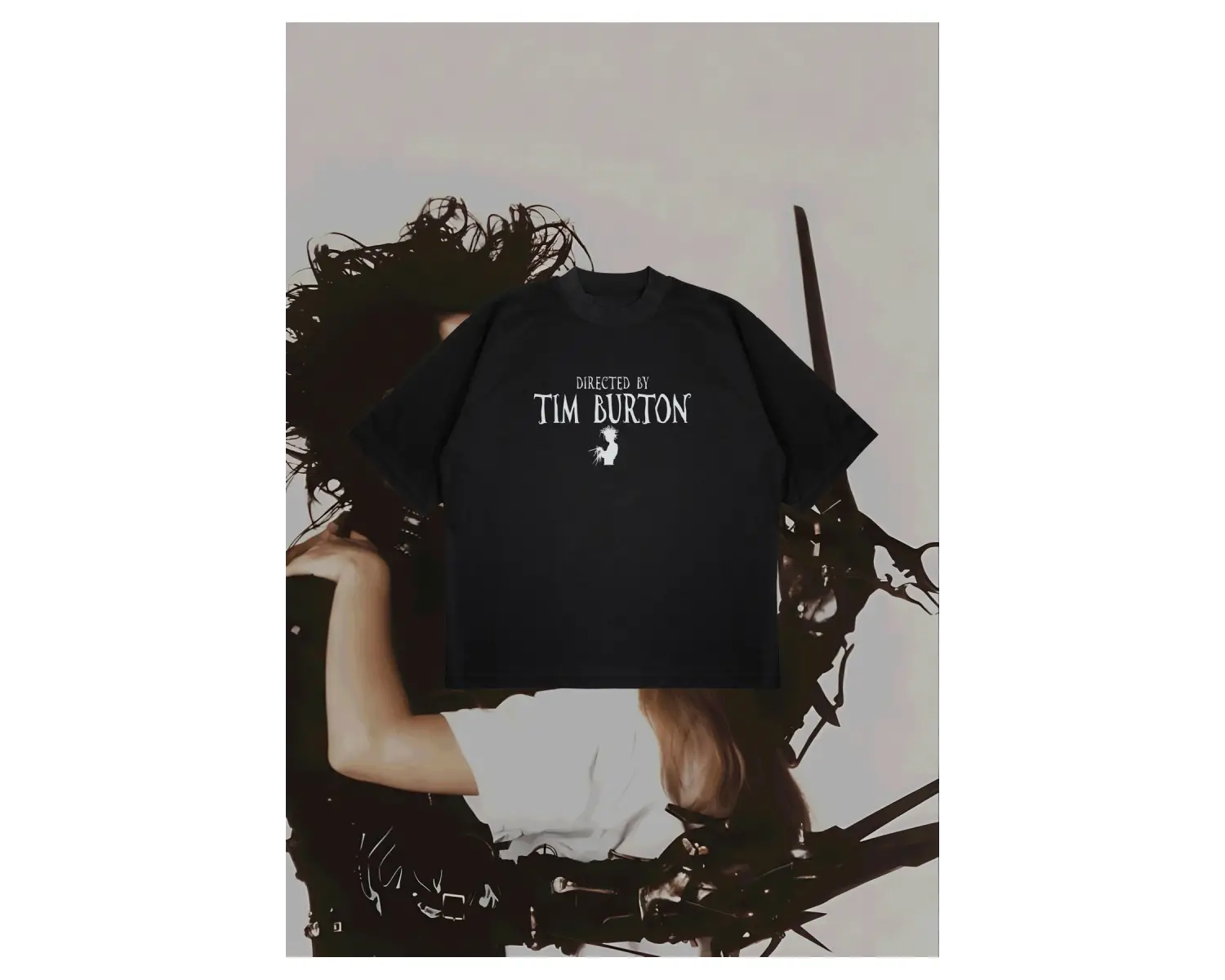 Directed By Tim Burton Baskılı Oversize Unisex Pamuklu Nefes Alan Kalın Kumaşlı