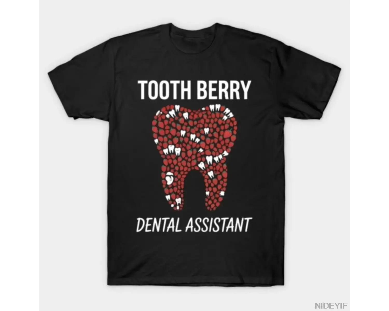 Diş Üzümü Komik Diş Hekimi Asistanı Kelime Oyunu Molar Mozaik Şekilli Tişört Erkekler Kadınla