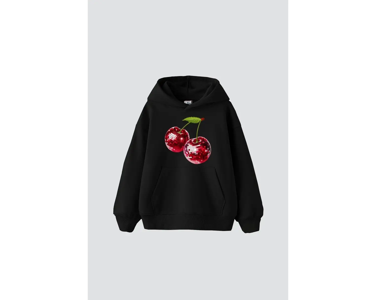 Disco Cherry Baskılı Oversize Unisex Beyaz