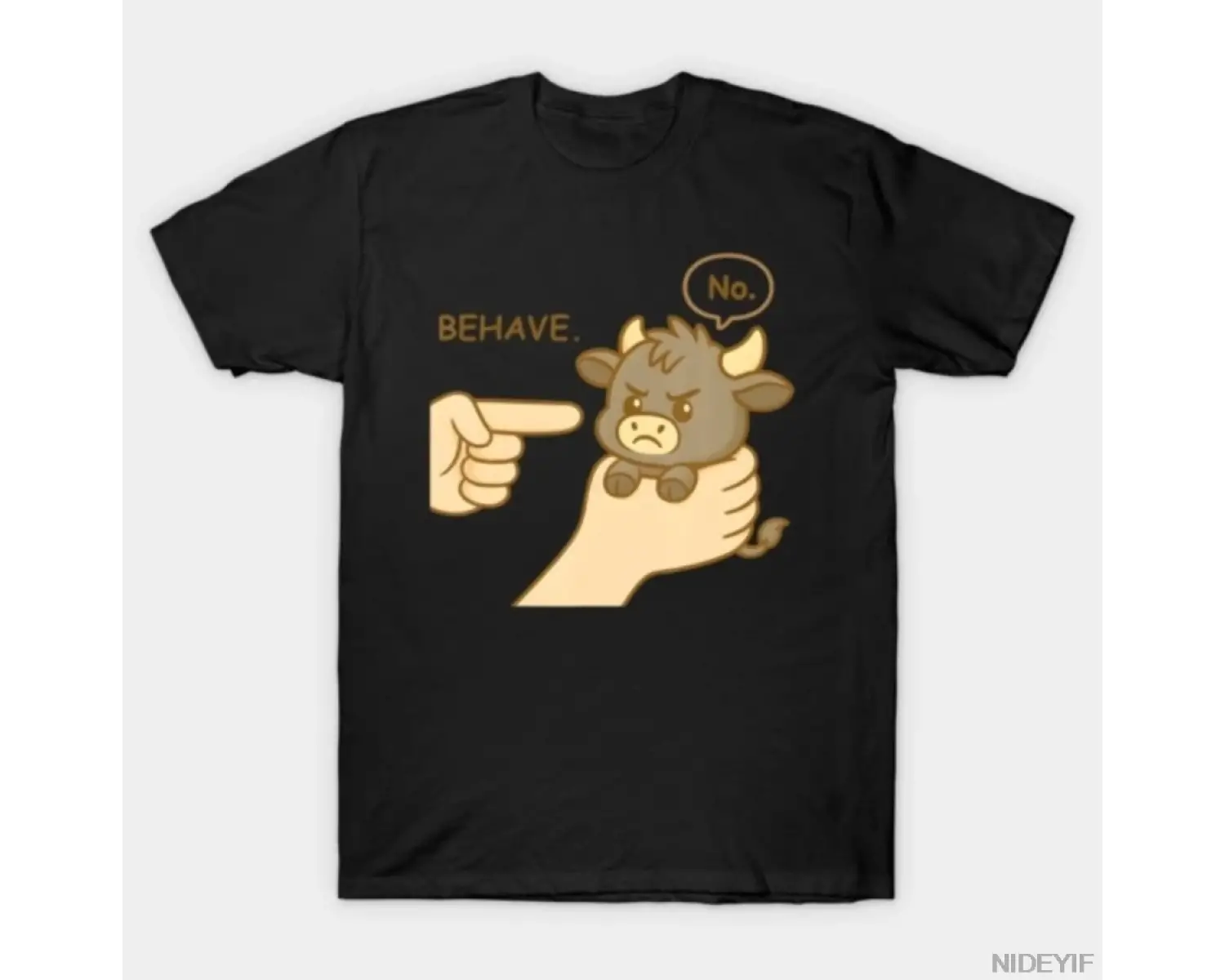 Dishonest Cow Cow Behave No Karikatür T-shirt Erkekler Kadınlar Için % 100% Pamuklu T Shirt K