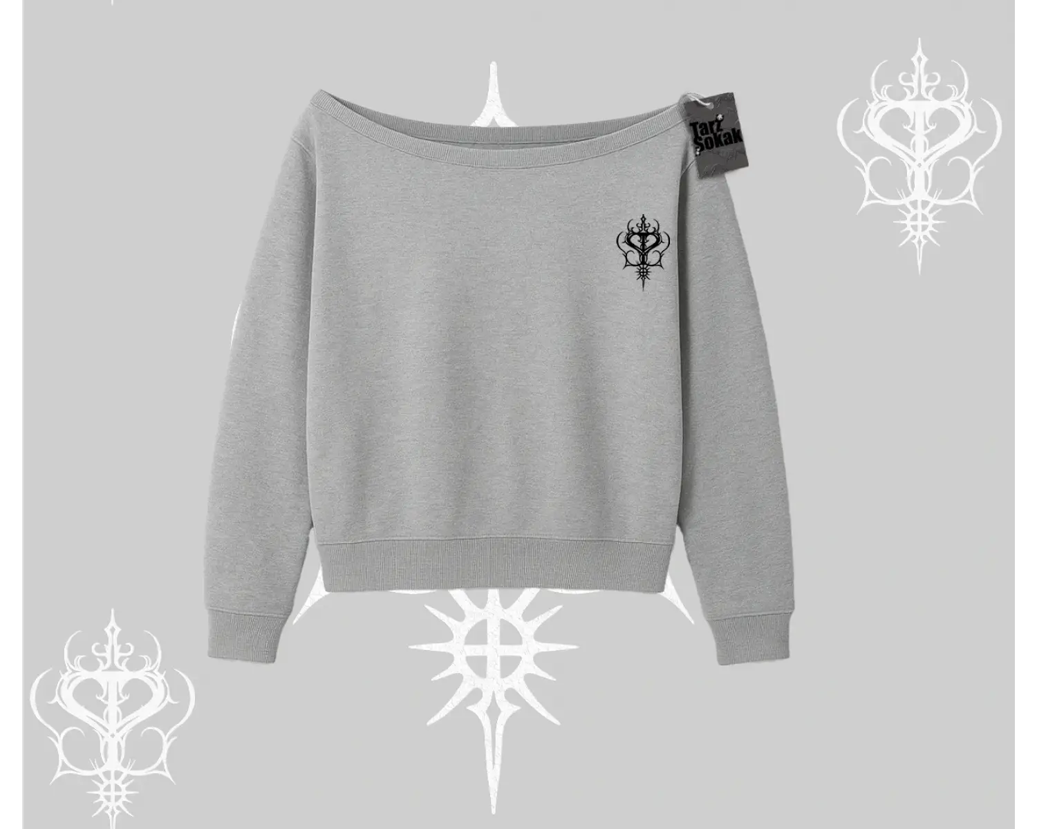 DJ Kedi Baskılı Müzik Temalı Kayık Yaka Sweatshirt