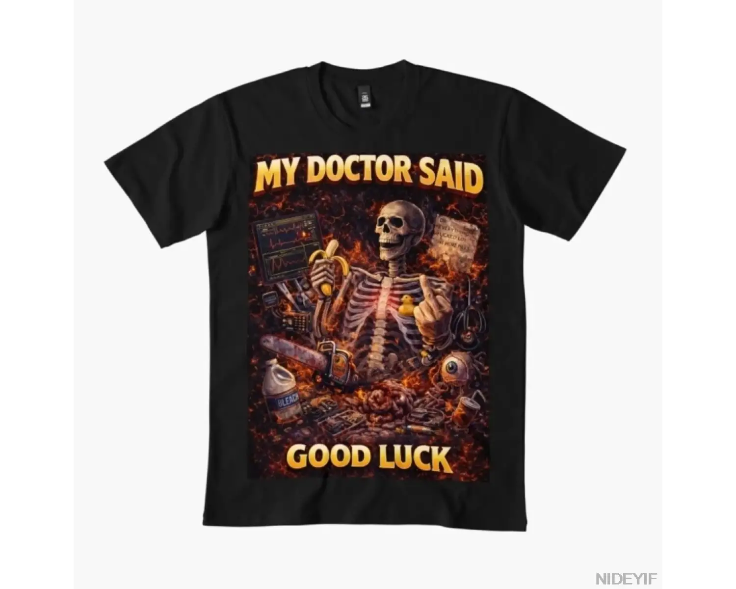 Doktorum İyi Şanslar Dedi Erkek Kadın Tişörtü %100 Pamuklu Tişörtler Kısa Kollu Üstler 0102-3