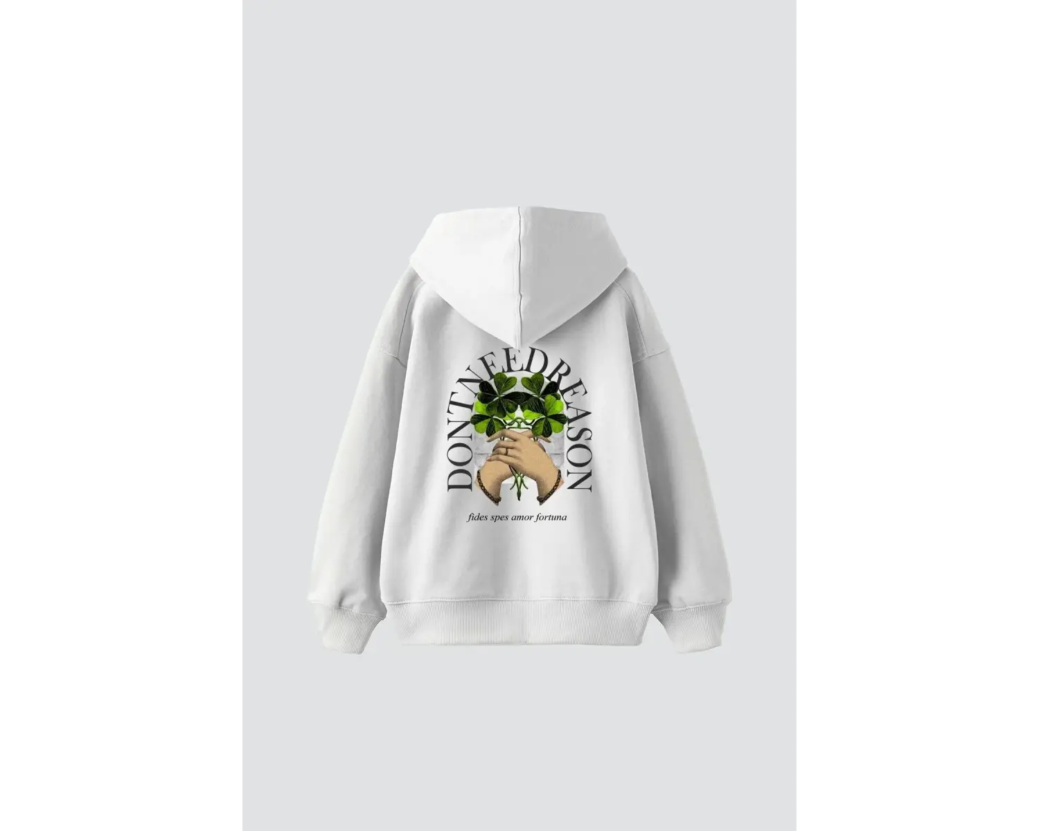 Dont Need Reason Baskılı Oversize Unisex Premium Beyaz