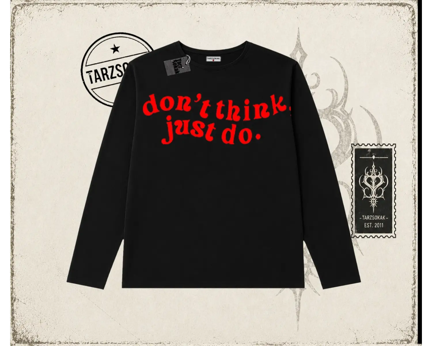 Dont Think Just Do Biskilet Yaka  Long Sleeve Beyaz