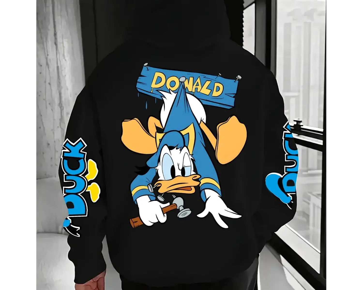 Donald Duck Cool Pattern Erkek Kapüşonlu Üstü Sonbahar ve Kış Yeni Koleksiyon Erkek ve Kadın