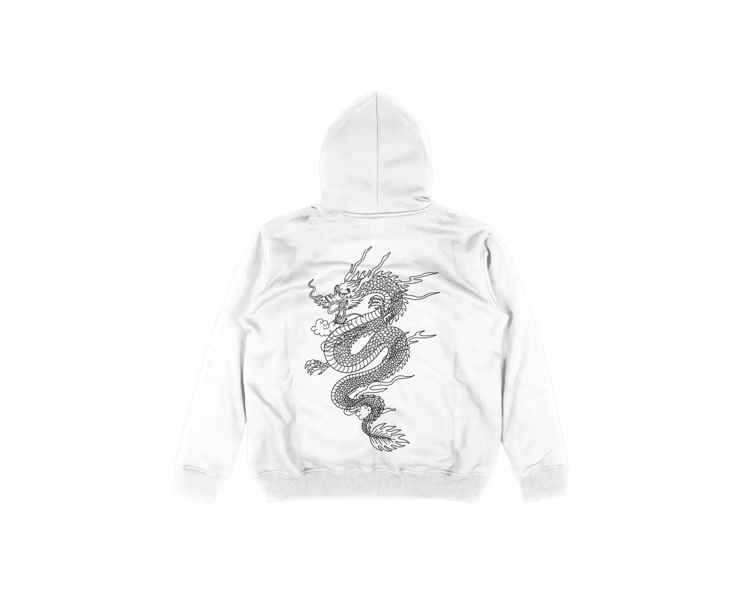 Dragon Beyaz Oversize Unisex Kapüşonlu Sweatshirt Hoodie