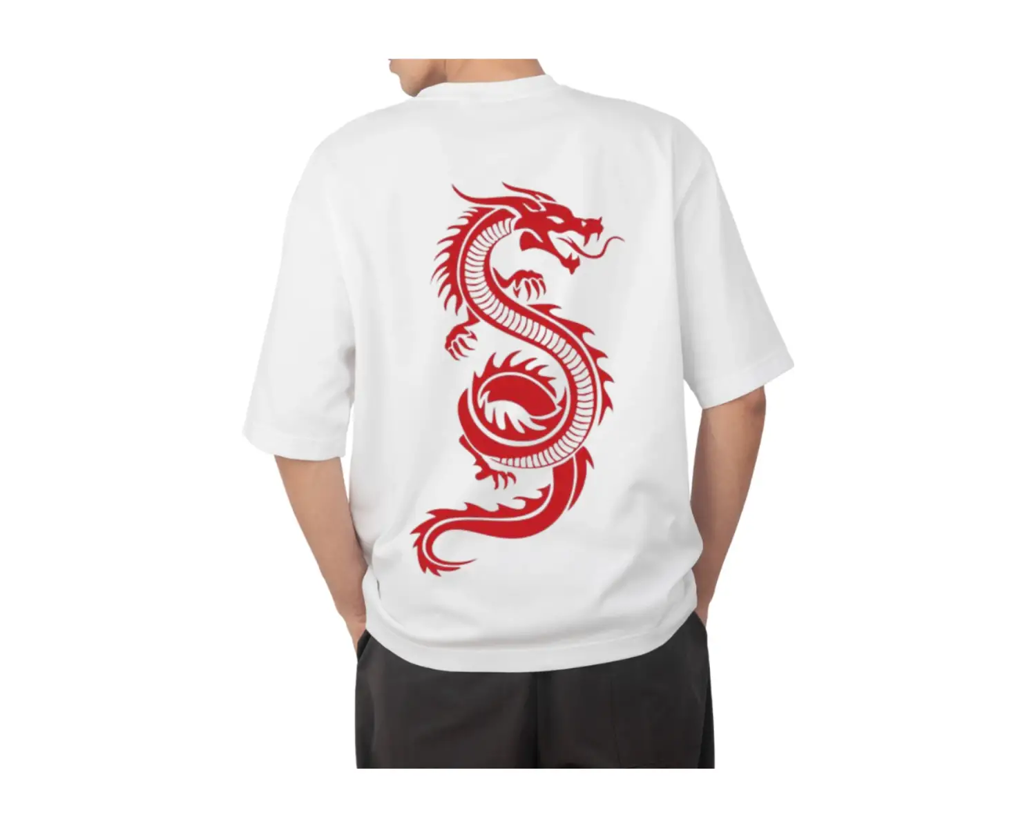 dragon sırt baskılı oversize t-shirt