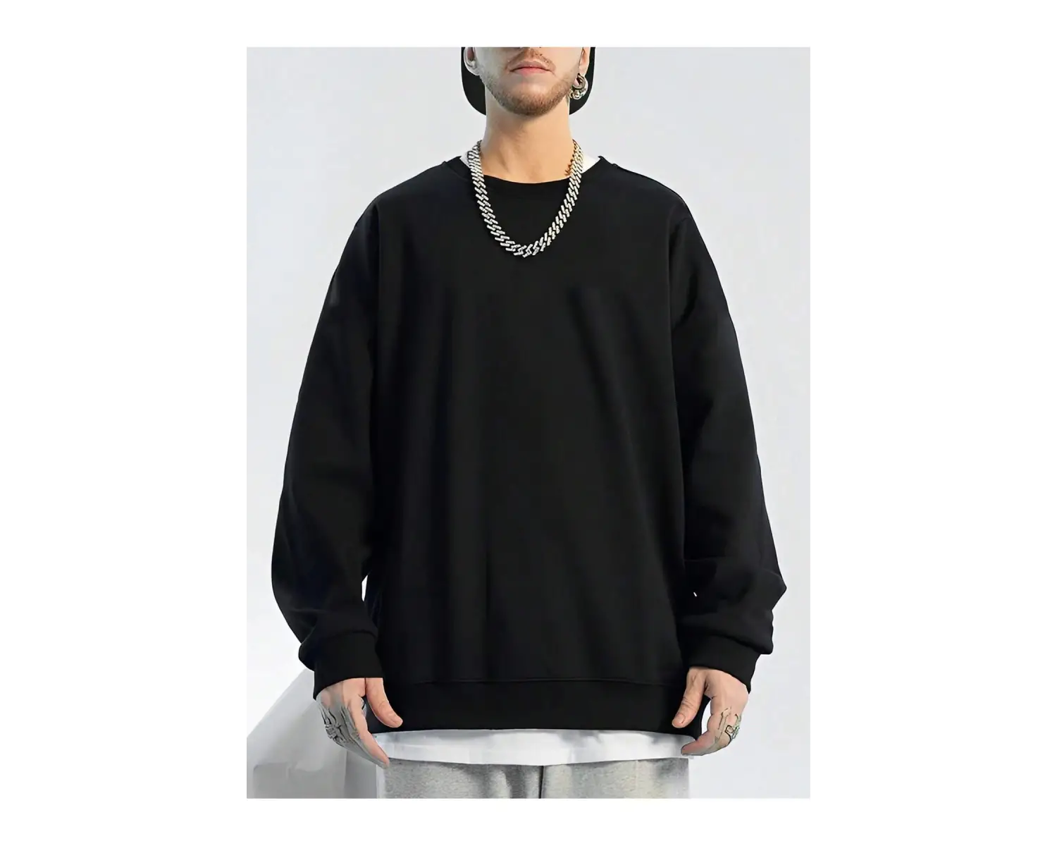 Dragon & Slogan Graphic Drop Shoulder Sweatshirt Siyah