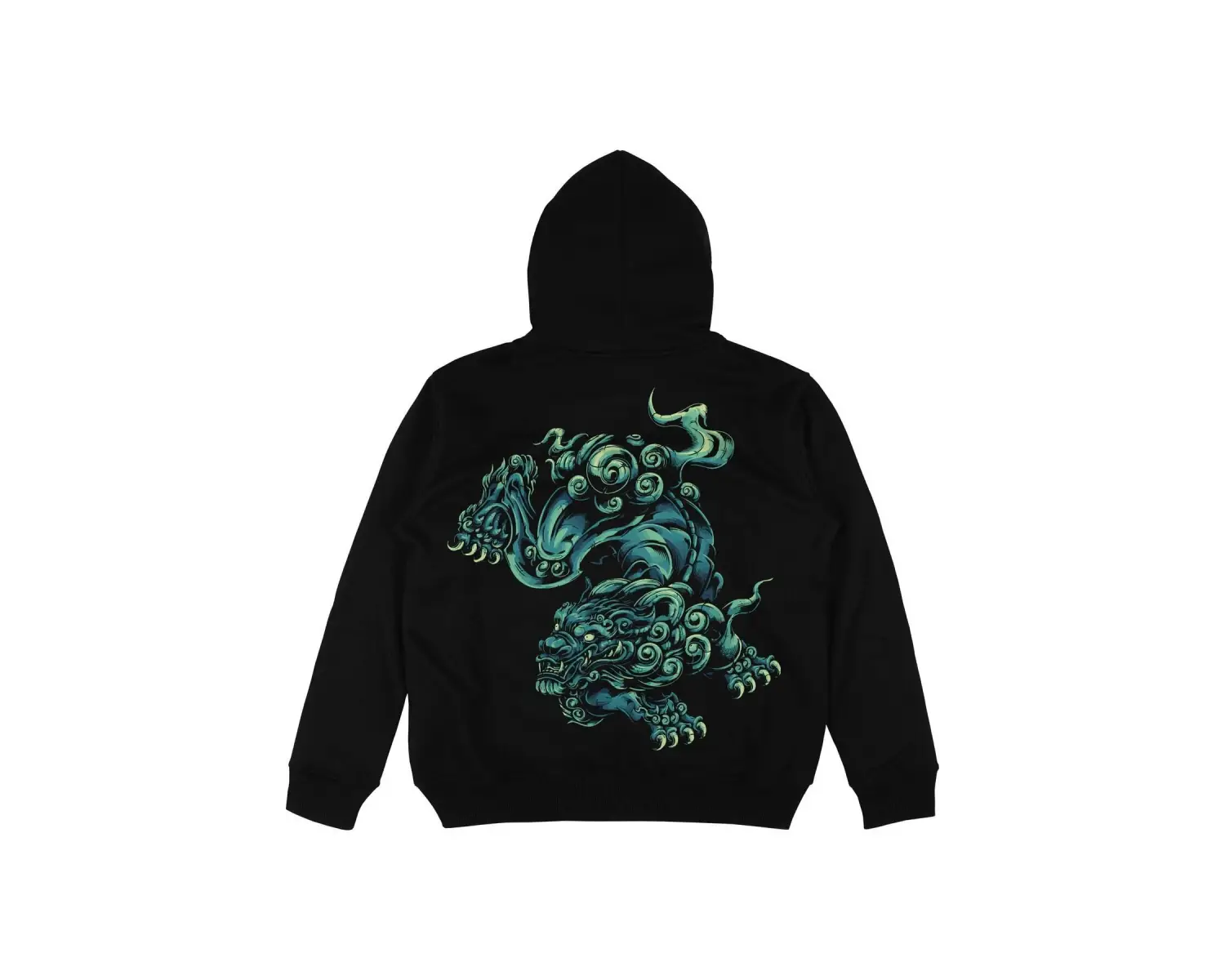 Dragon Year Siyah Oversize Unisex Kapüşonlu Sweatshirt Hoodie