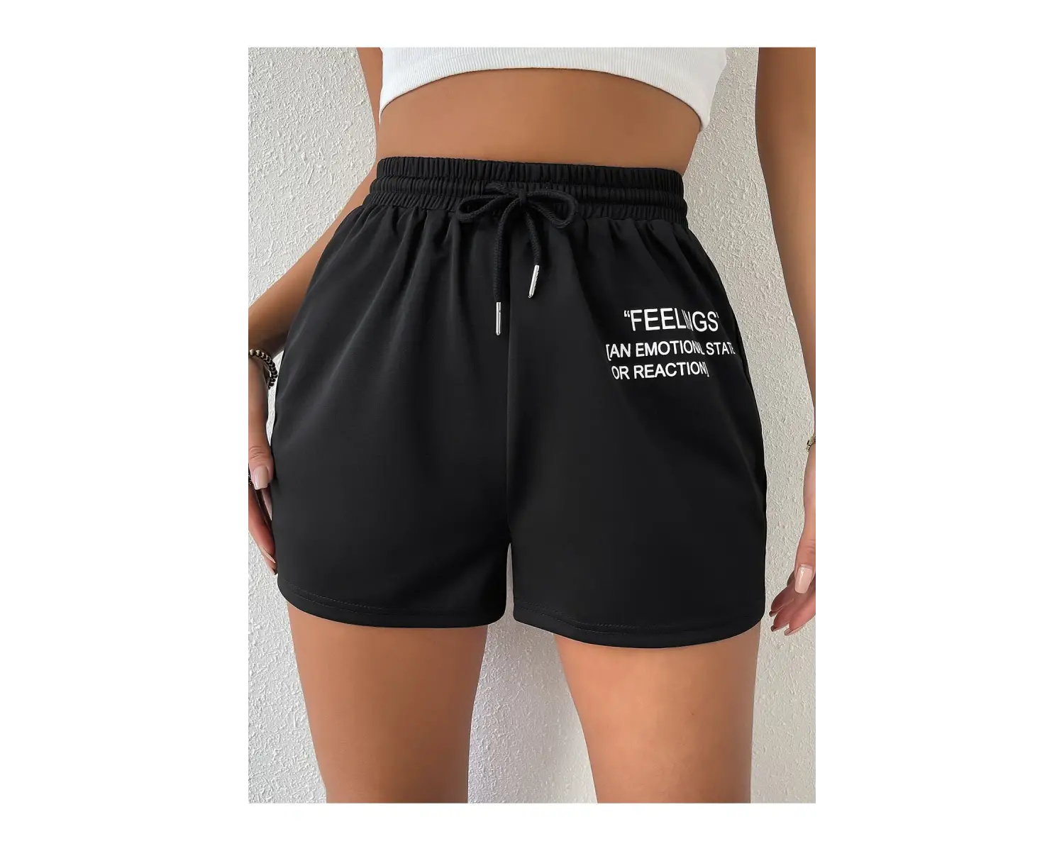 Drawstring Waist Slogan Graphic Track Şort