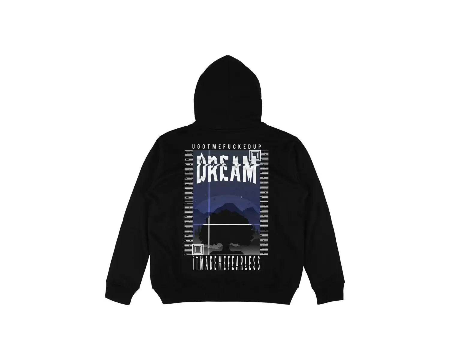 Dream Siyah Oversize Unisex Kapüşonlu Sweatshirt Hoodie