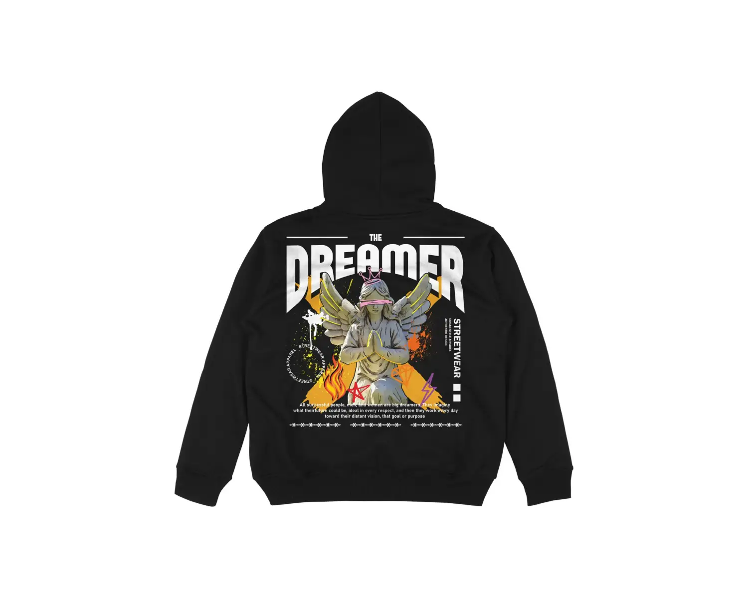 Dreamer Oversize Unisex Kapüşonlu Sweatshirt Hoodie Siyah