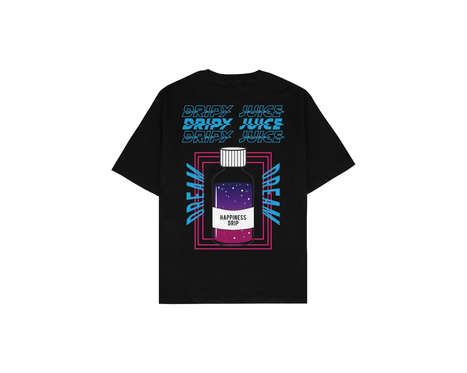 Dripy Juice Siyah Oversize Unisex T-shirt