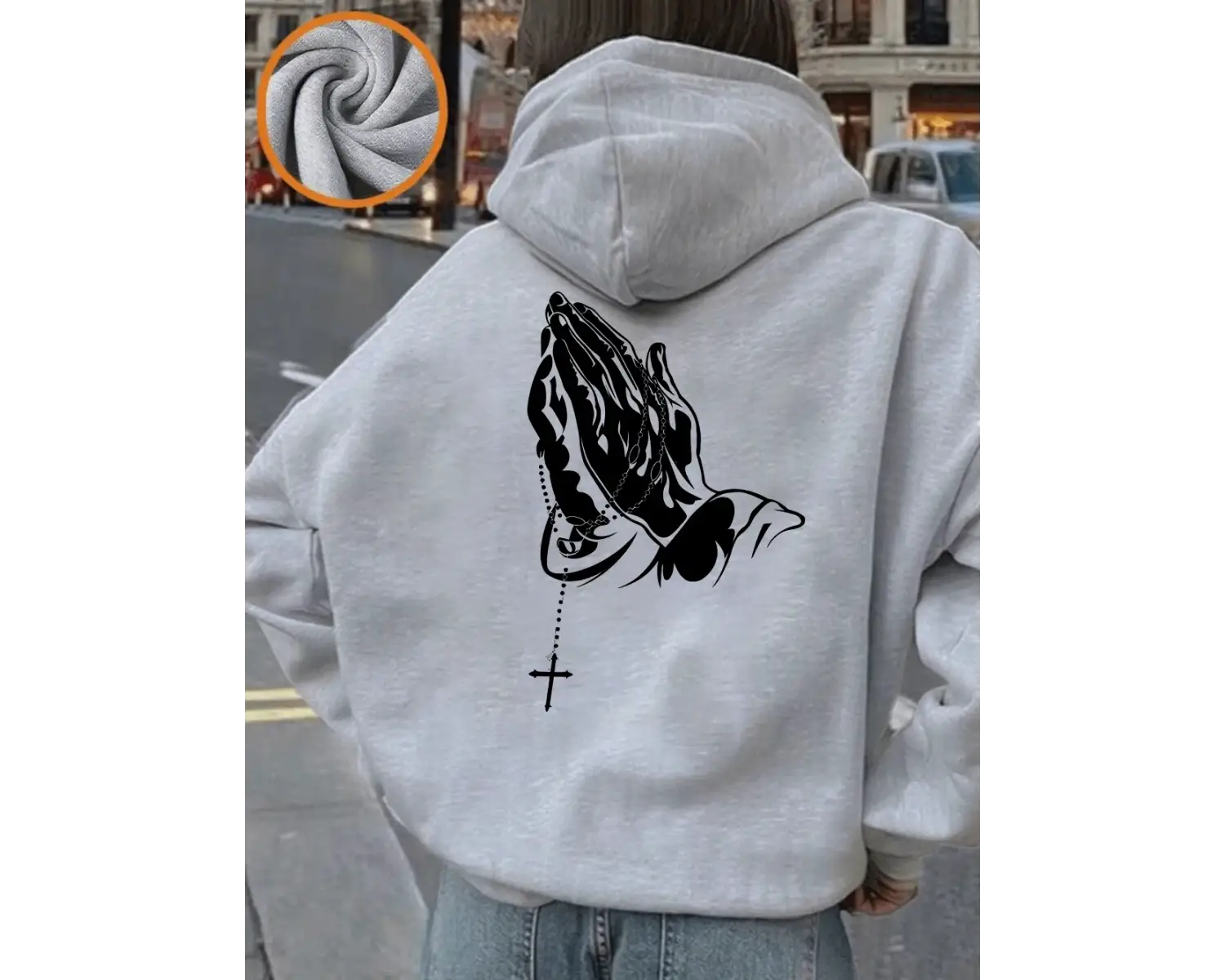 Dua eden eller baskı kapüşonlu üstler kadın sonbahar kış polar sıcak kazaklar temel cepli swe