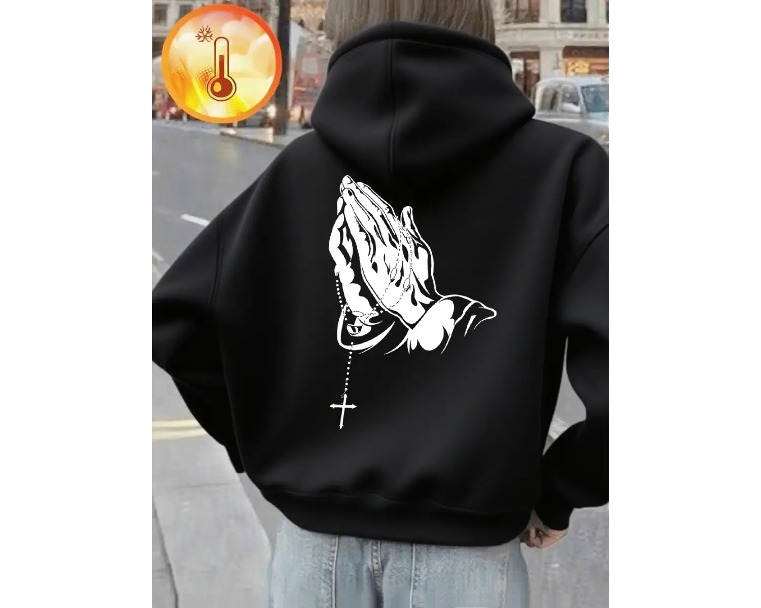 Dua eden eller baskı kapüşonlu üstler kadın sonbahar kış polar sıcak kazaklar temel cepli swe