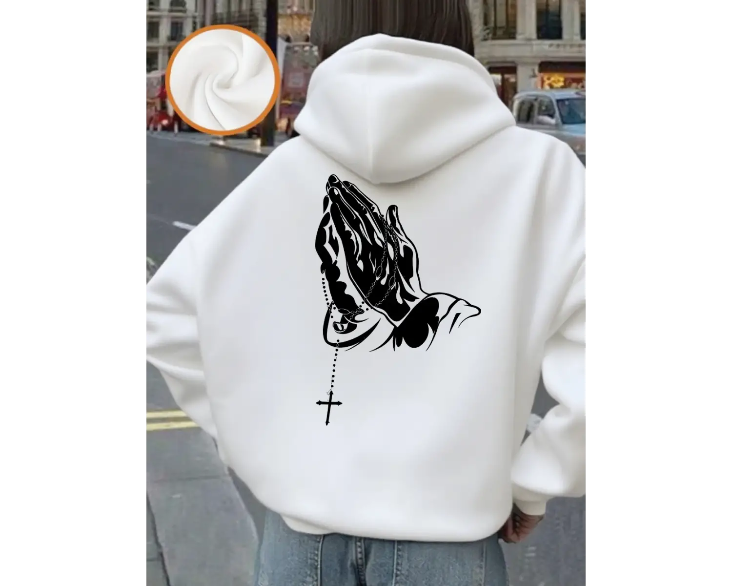 Dua eden eller baskı kapüşonlu üstler kadın sonbahar kış polar sıcak kazaklar temel cepli swe