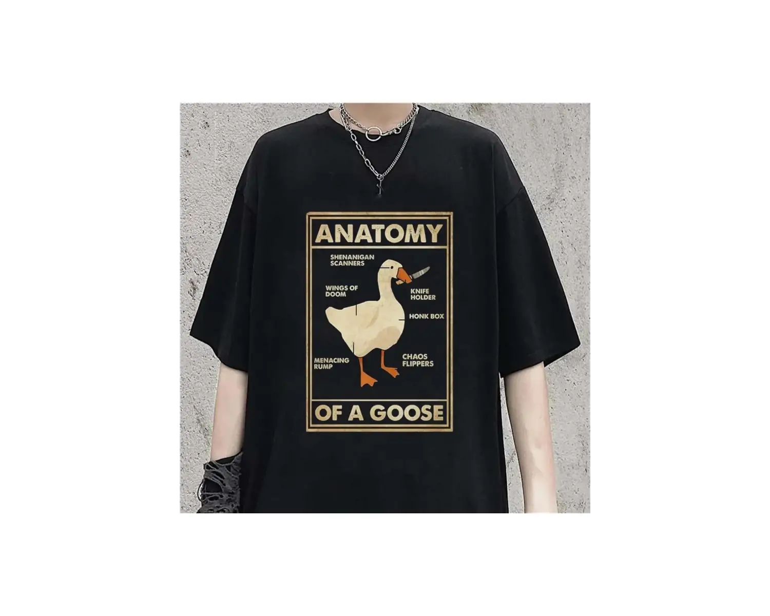 Duck Anatomy Baskılı Beyaz Unisex Oversize
