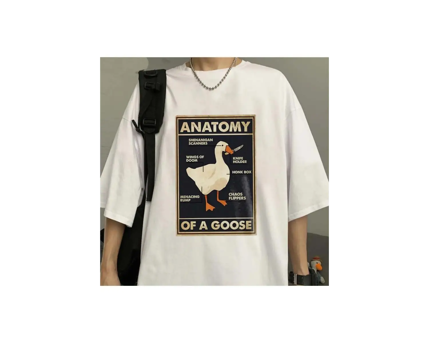 Duck Anatomy Baskılı Beyaz Unisex Oversize