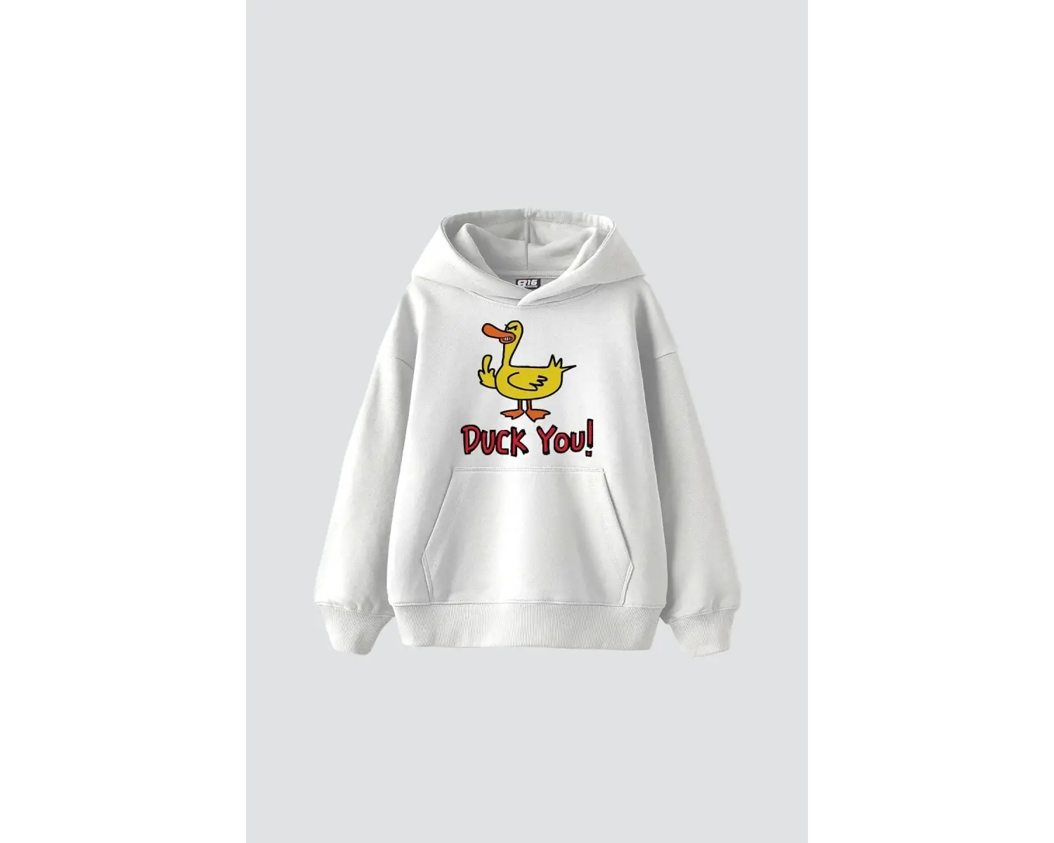Duck You Baskılı Oversize Unisex Premium Beyaz