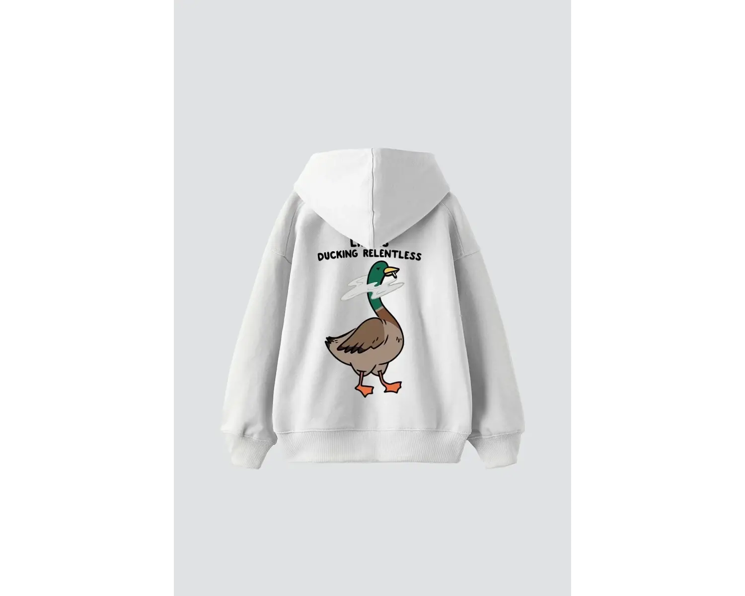 Ducking Relentless Baskılı Oversize Unisex Premium Beyaz