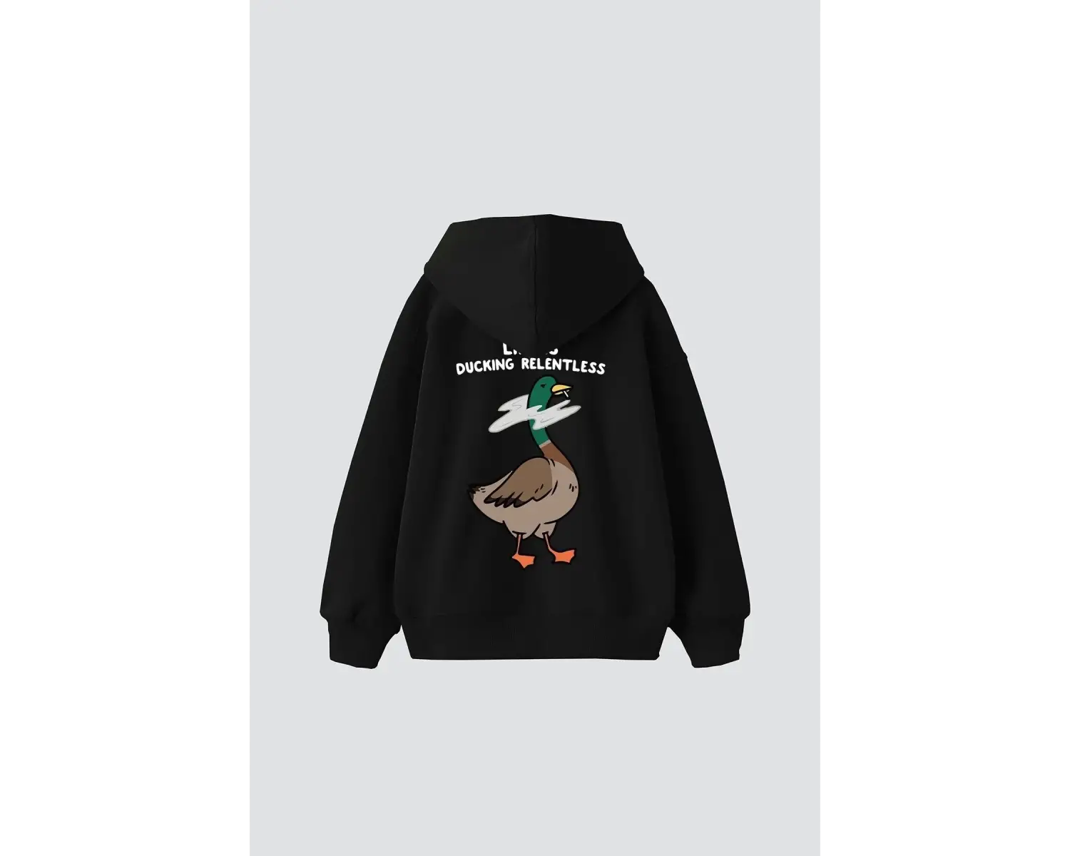 Ducking Relentless Baskılı Oversize Unisex Premium Beyaz