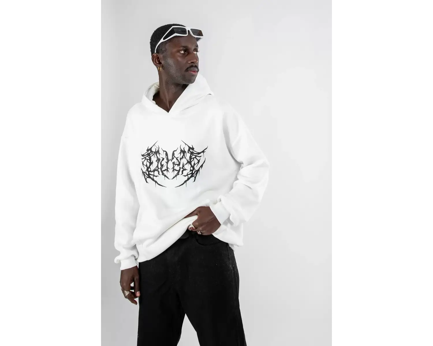 Dusk Baskılı Oversize Unisex Beyaz