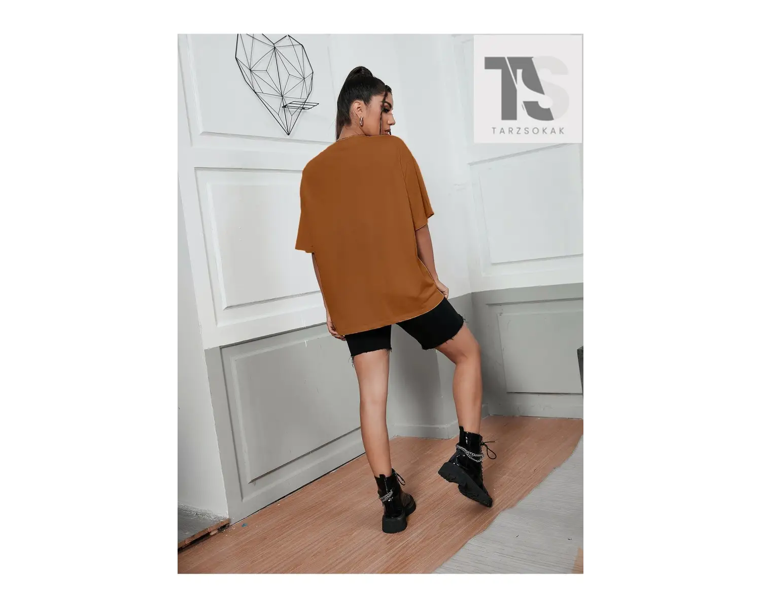 Düşük Omuz Sloganlı Grafik Tişört