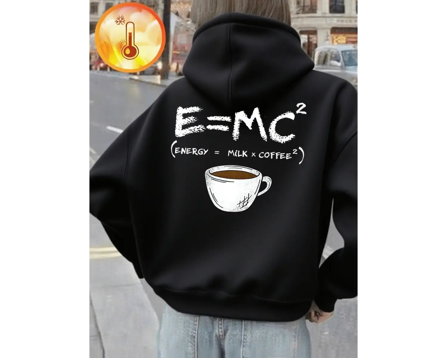 Düşünürken Kahve Gerekir Baskılı Kapüşonlu Kadın Günlük Cepli Kazak Kışlık Polar Sıcak Sweats