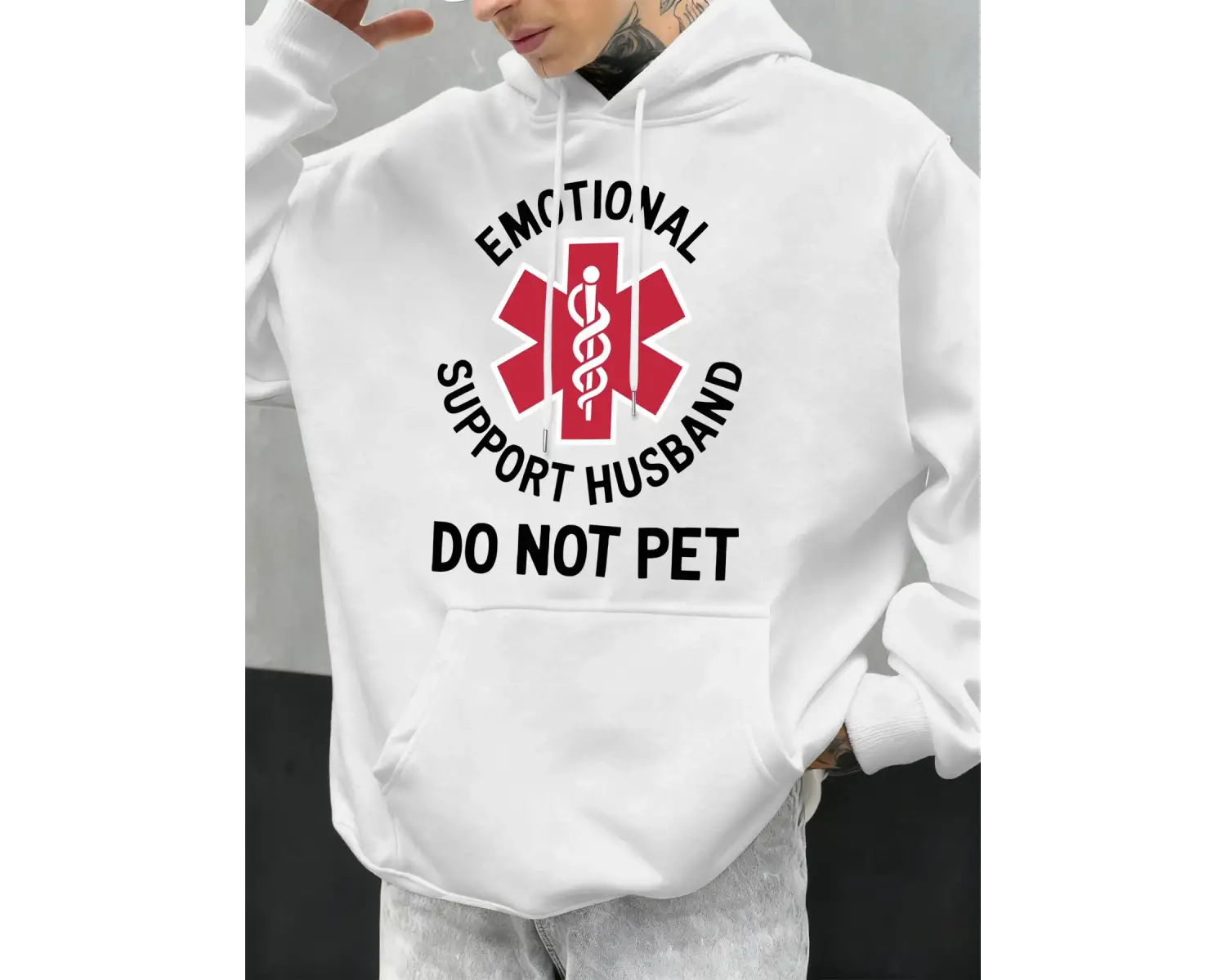 Duygusal Destek Eşinizi Sarmayın Baskılı Erkek Kapüşonlu Üstleri Hip Hop Modası Kapüşonlu Son