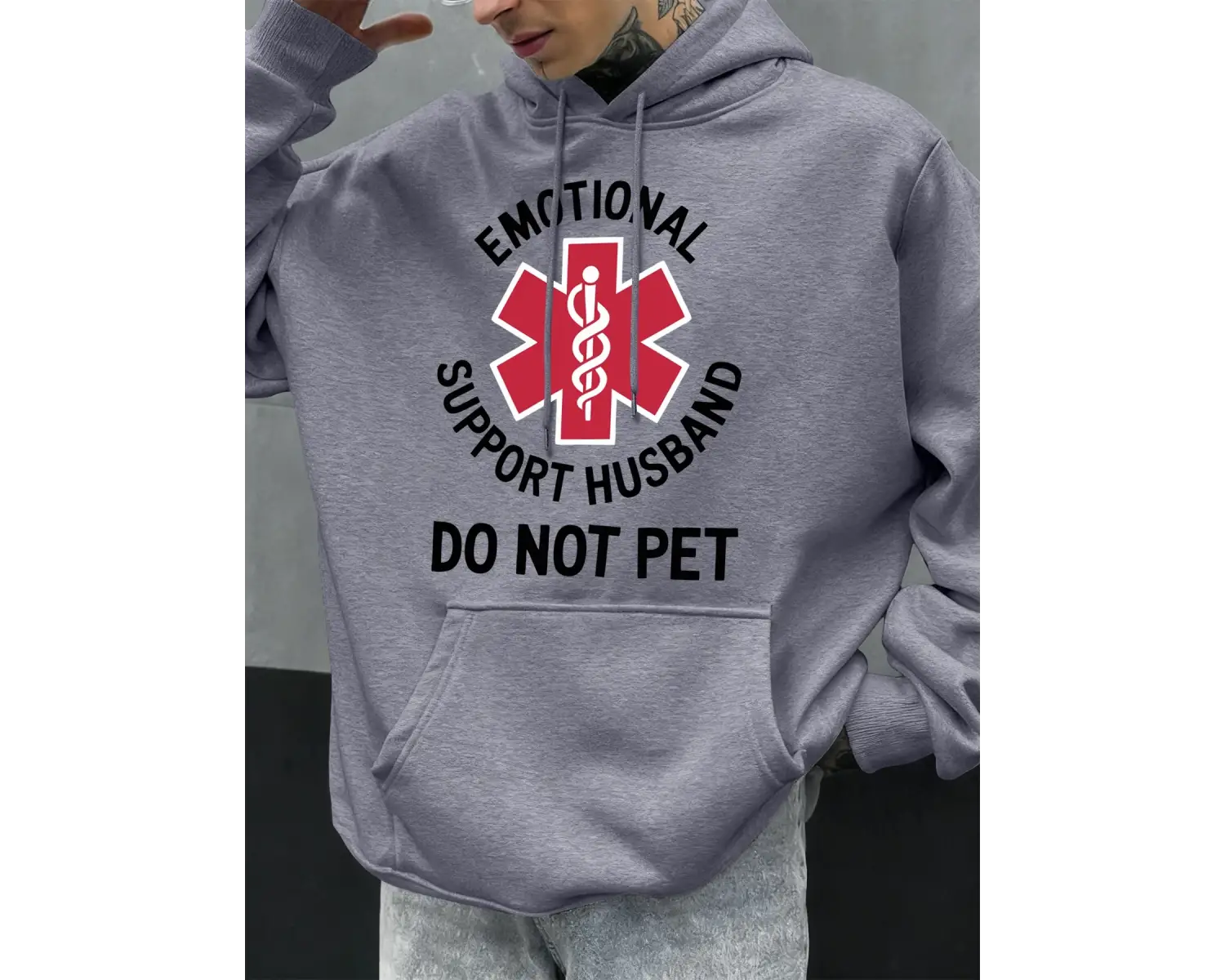 Duygusal Destek Eşinizi Sarmayın Baskılı Erkek Kapüşonlu Üstleri Hip Hop Modası Kapüşonlu Son