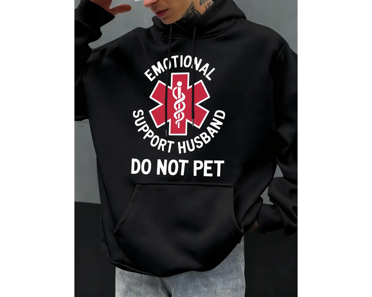 Duygusal Destek Eşinizi Sarmayın Baskılı Erkek Kapüşonlu Üstleri Hip Hop Modası Kapüşonlu Son