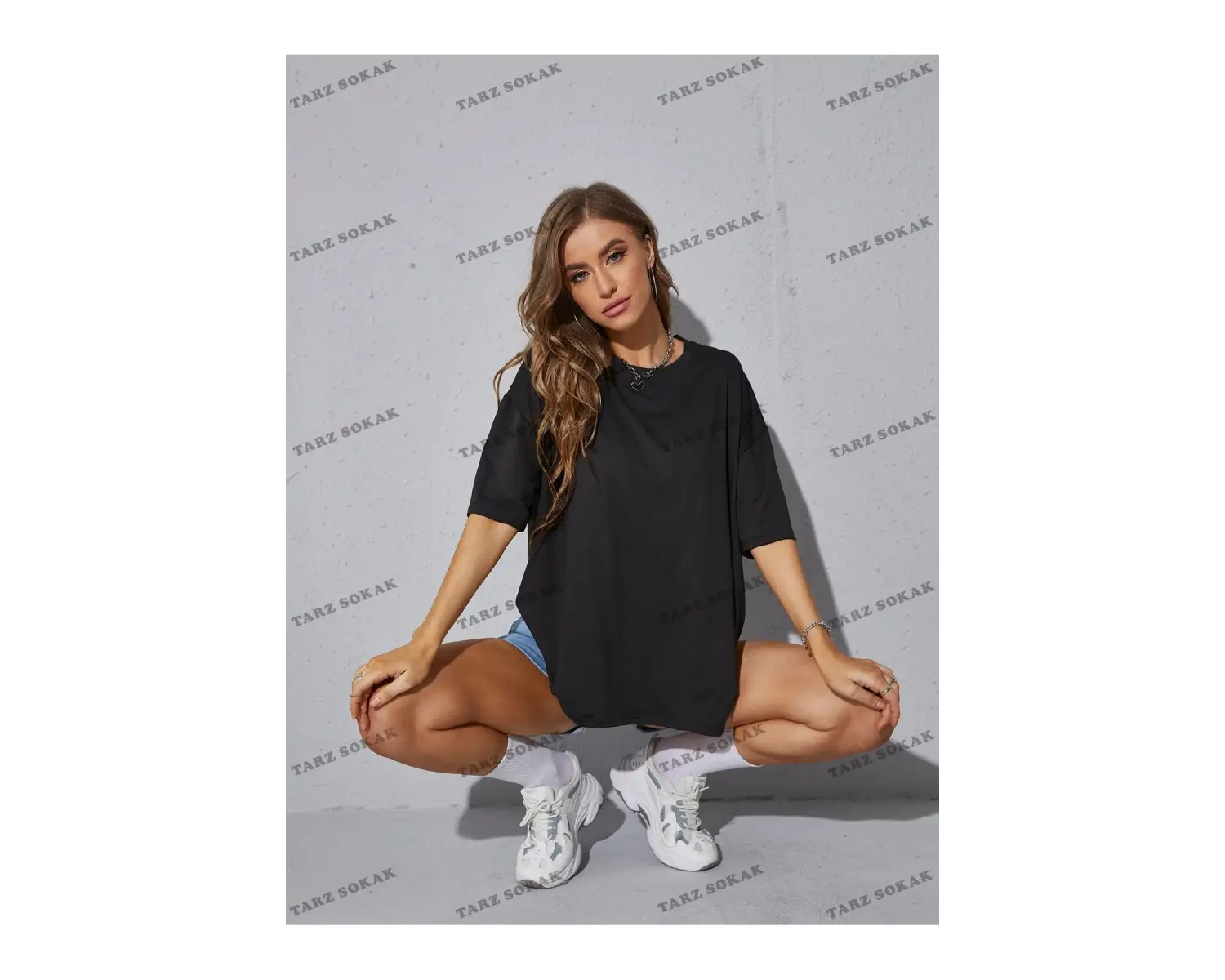 DÜZ  2 BASKISIZ Baskılı Oversize Kalıp Unisex T-shirt