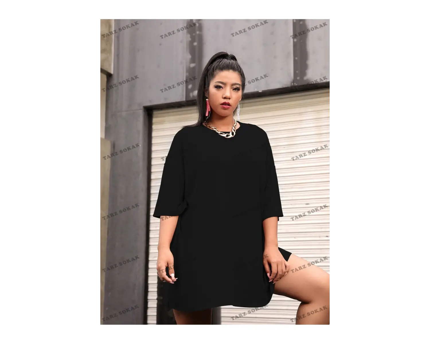 DÜZ  3 BASKISIZ Baskılı Oversize Kalıp Unisex T-shirt