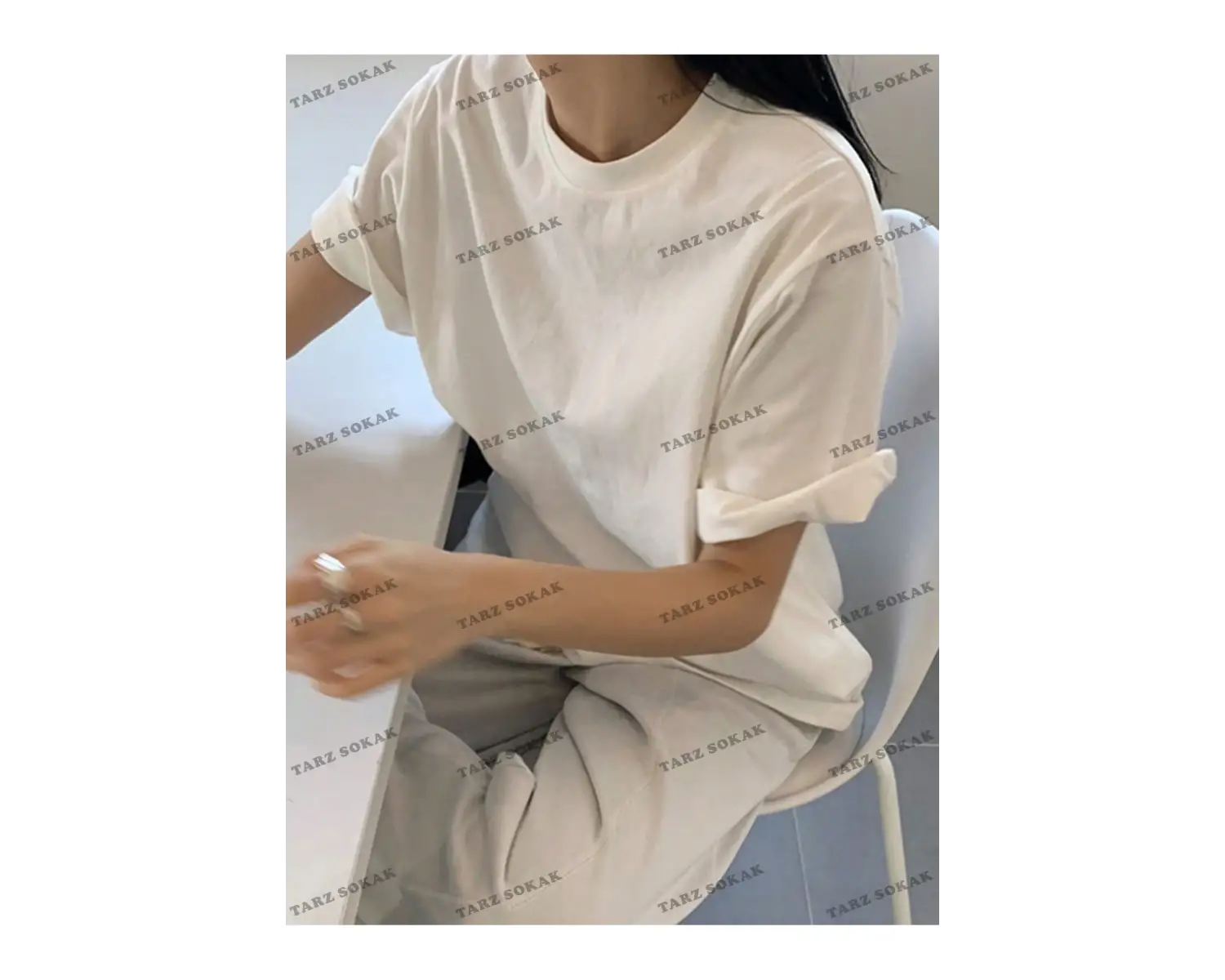 DÜZ  8 BASKISIZ Baskılı Oversize Kalıp Unisex T-shirt