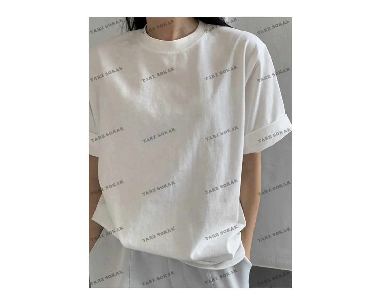 DÜZ  8 BASKISIZ Baskılı Oversize Kalıp Unisex T-shirt