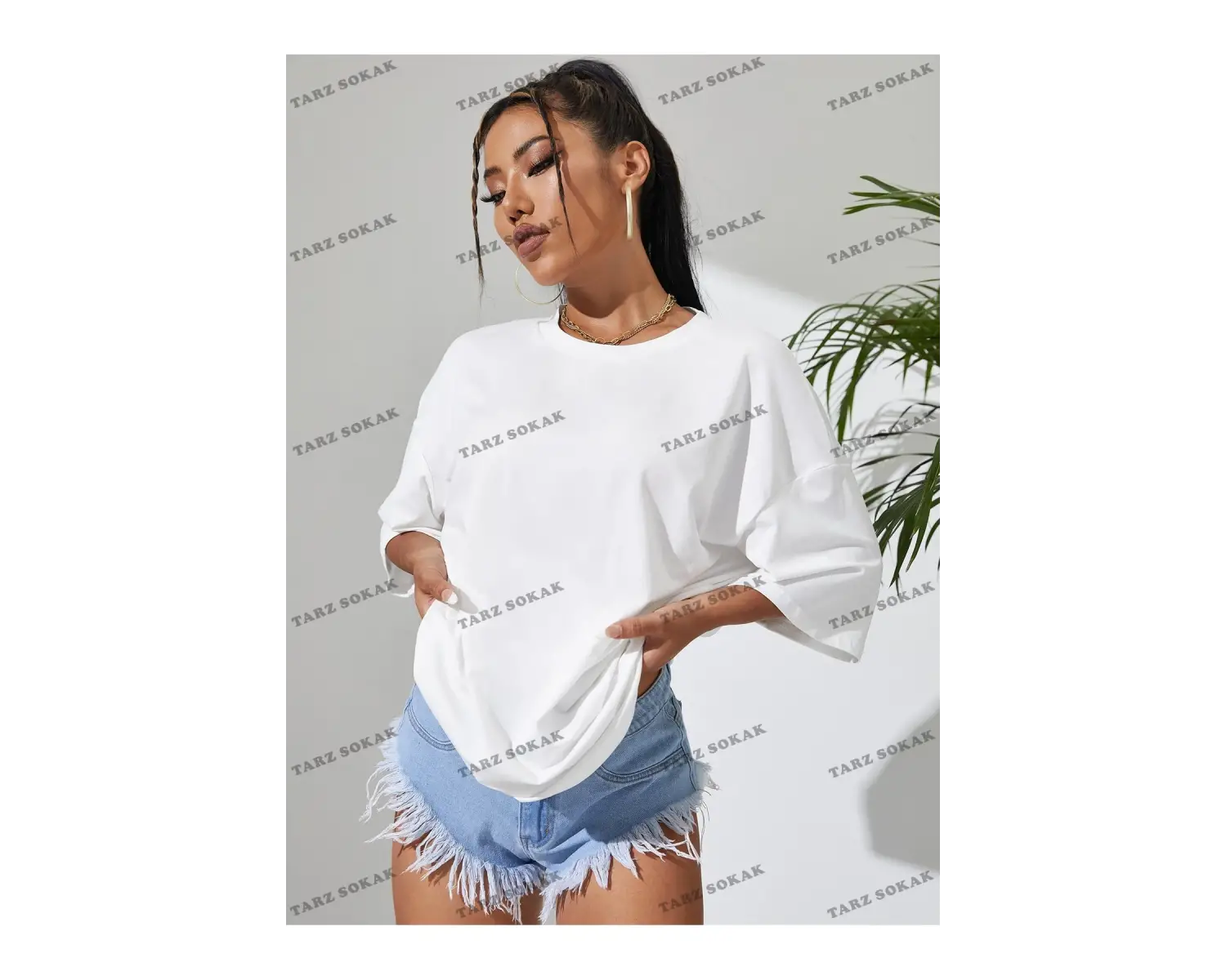 DÜZ  BASKISIZ Baskılı Oversize Kalıp Unisex T-shirt