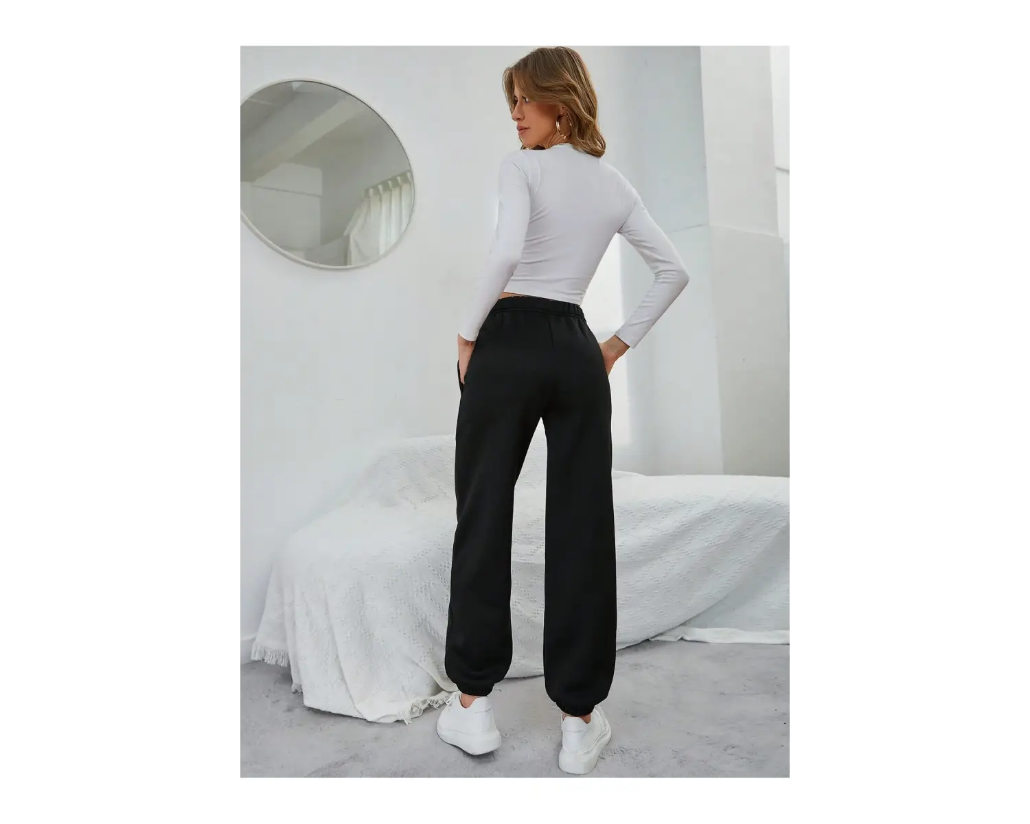 Düz Elastik Bel Eğimli Cepli Eşofman Altı