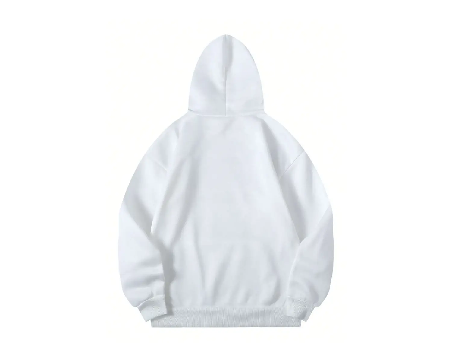 DÜZ Renkli Baskılı Oversize Kapüşonlu Sweatshirt Beyaz