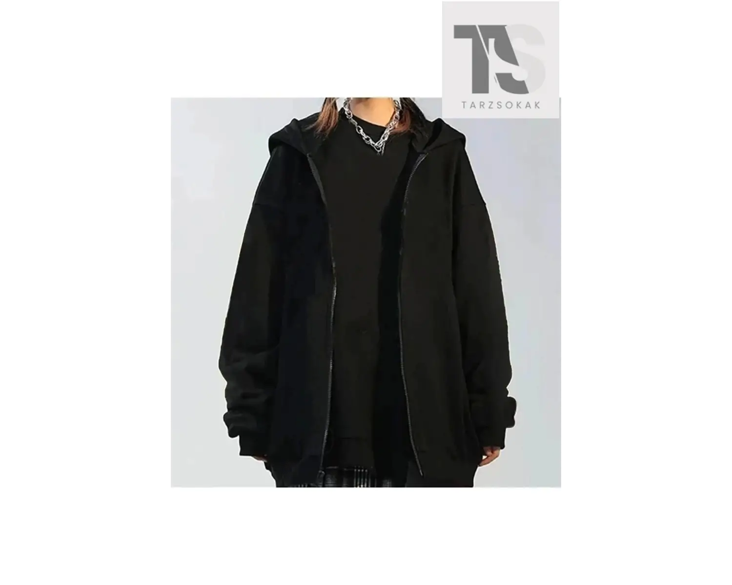 Düz Siyah Unisex Oversize