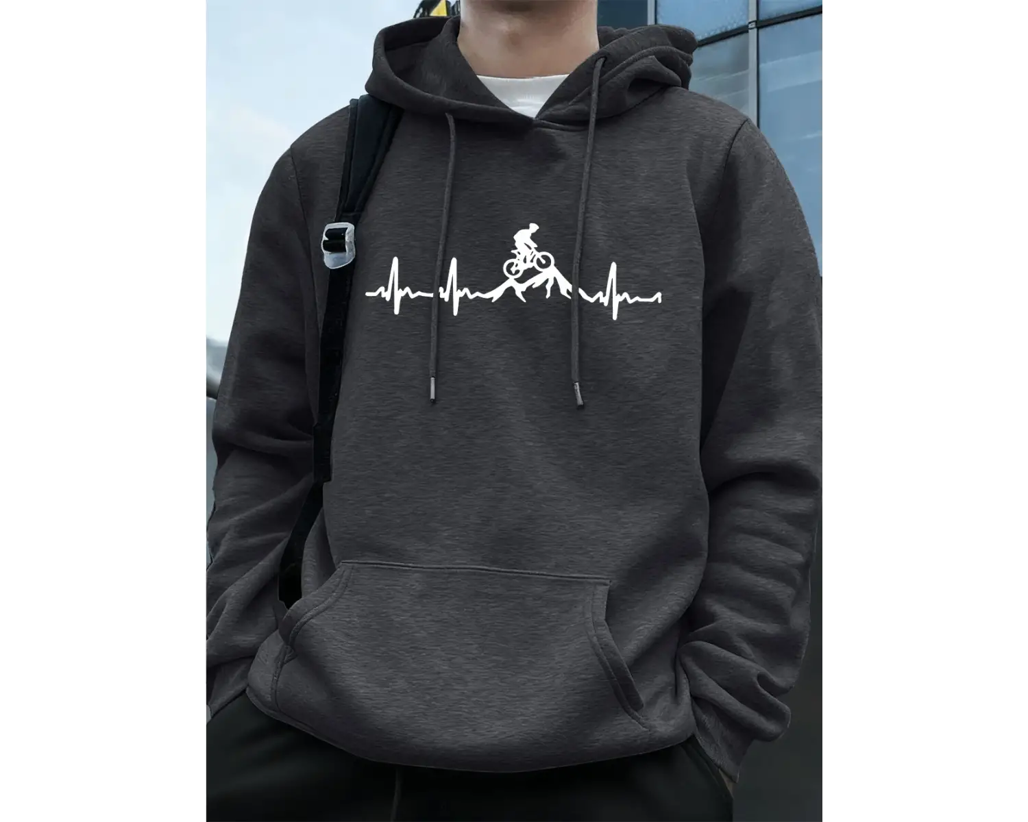 Ecg Bisiklet Off-Road Baskı Erkek Tişörtü Kış Cep Kapşonlu Moda Polar Sıcak Gevşek Kazaklar R