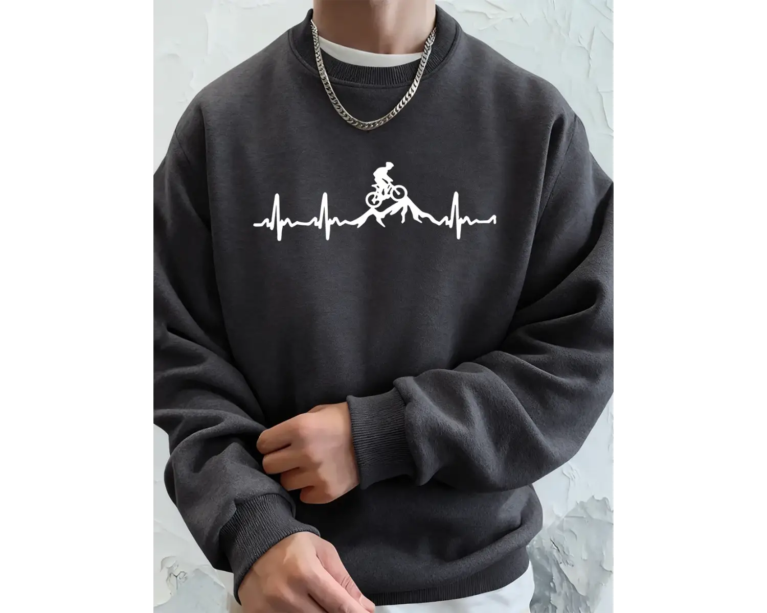 Ecg Bisiklet Off-Road Baskılı Erkek Tişörtü Kış Bisiklet Yaka Kapüşonlu Üst Sokak Polar Sıcak
