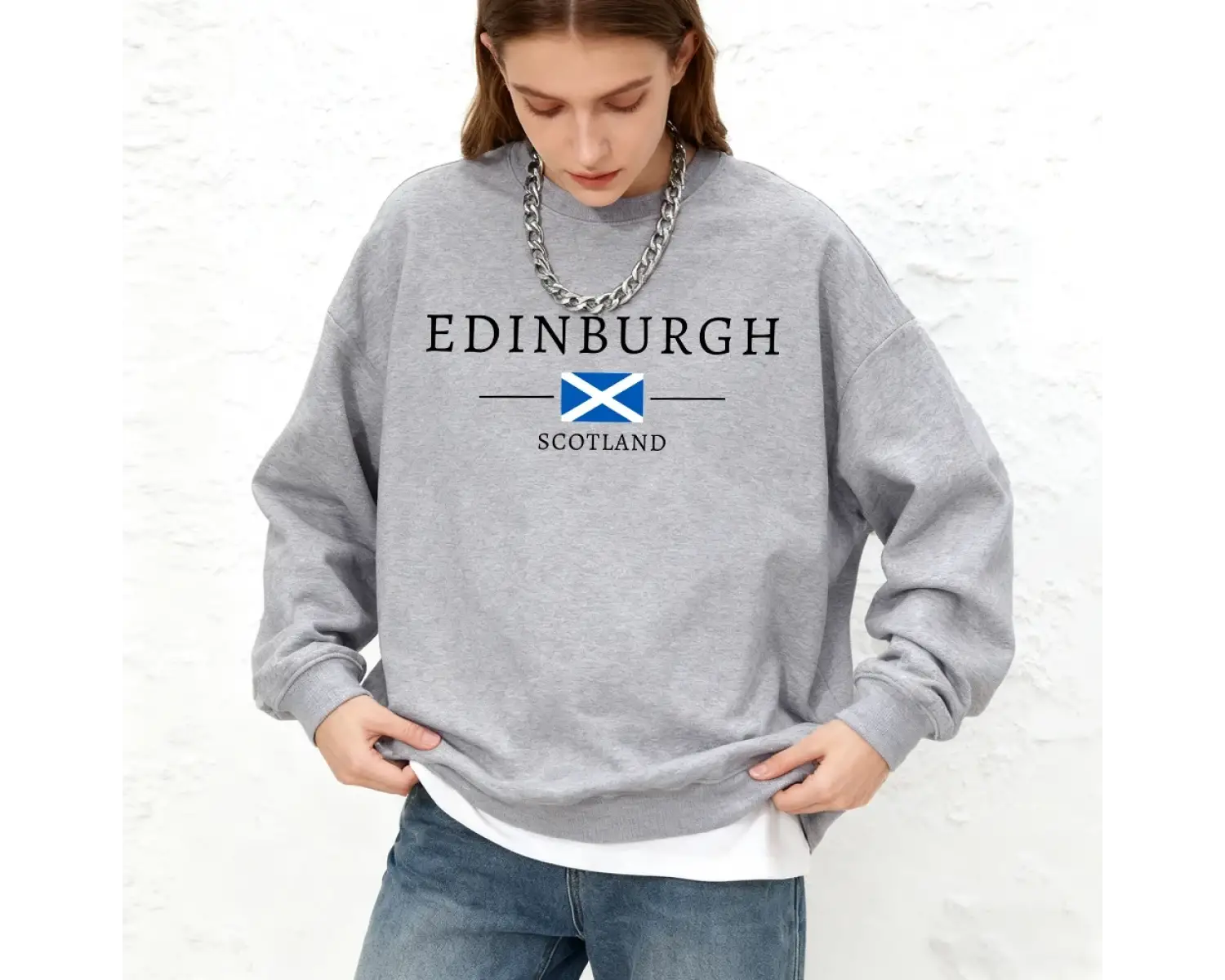 Edinburgh İskoçya Bayrağı Baskılar Bayan Kapüşonlular Sonbahar Sıcak Koşu Tişörtü Günlük Büyü