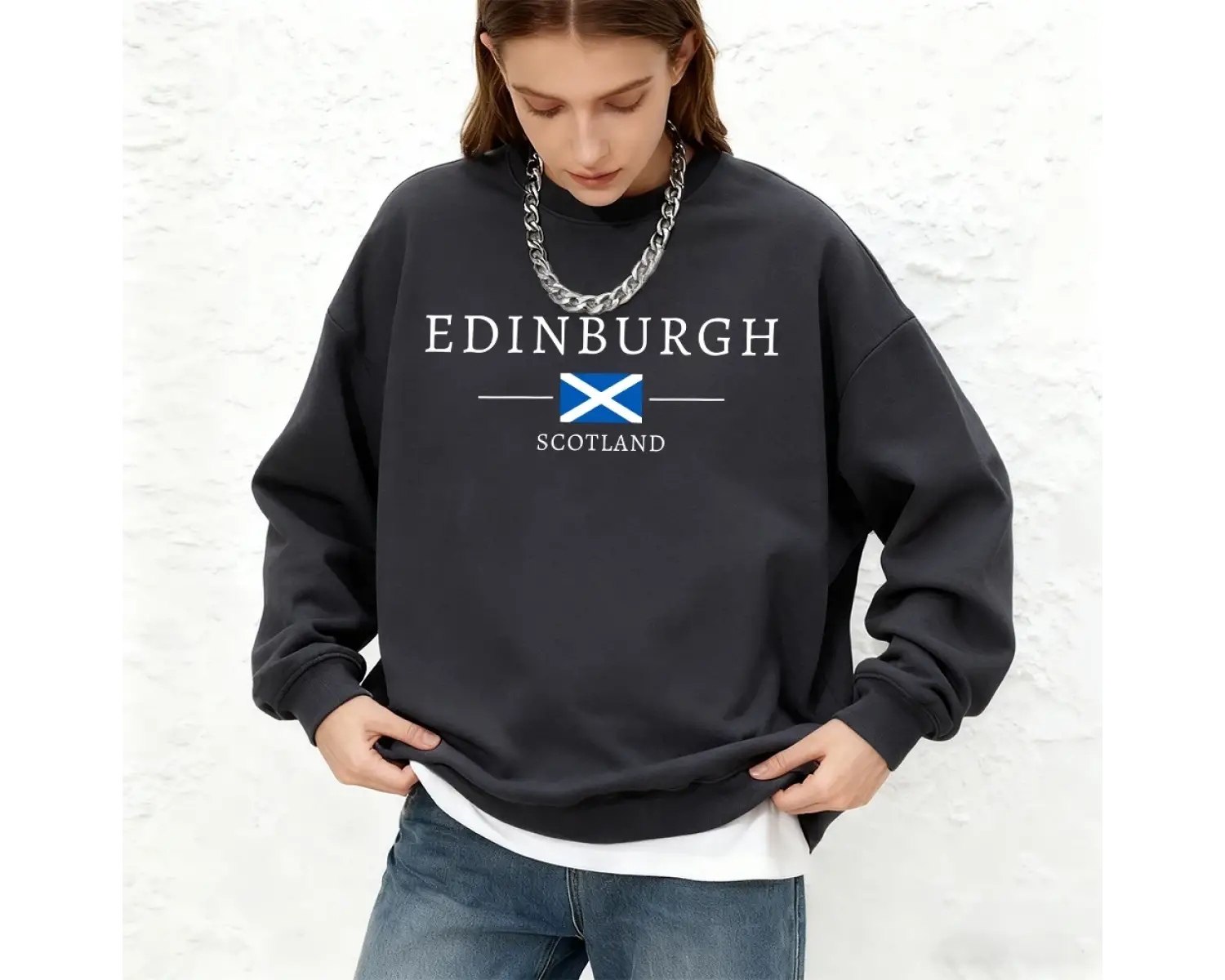 Edinburgh İskoçya Bayrağı Baskılar Bayan Kapüşonlular Sonbahar Sıcak Koşu Tişörtü Günlük Büyü