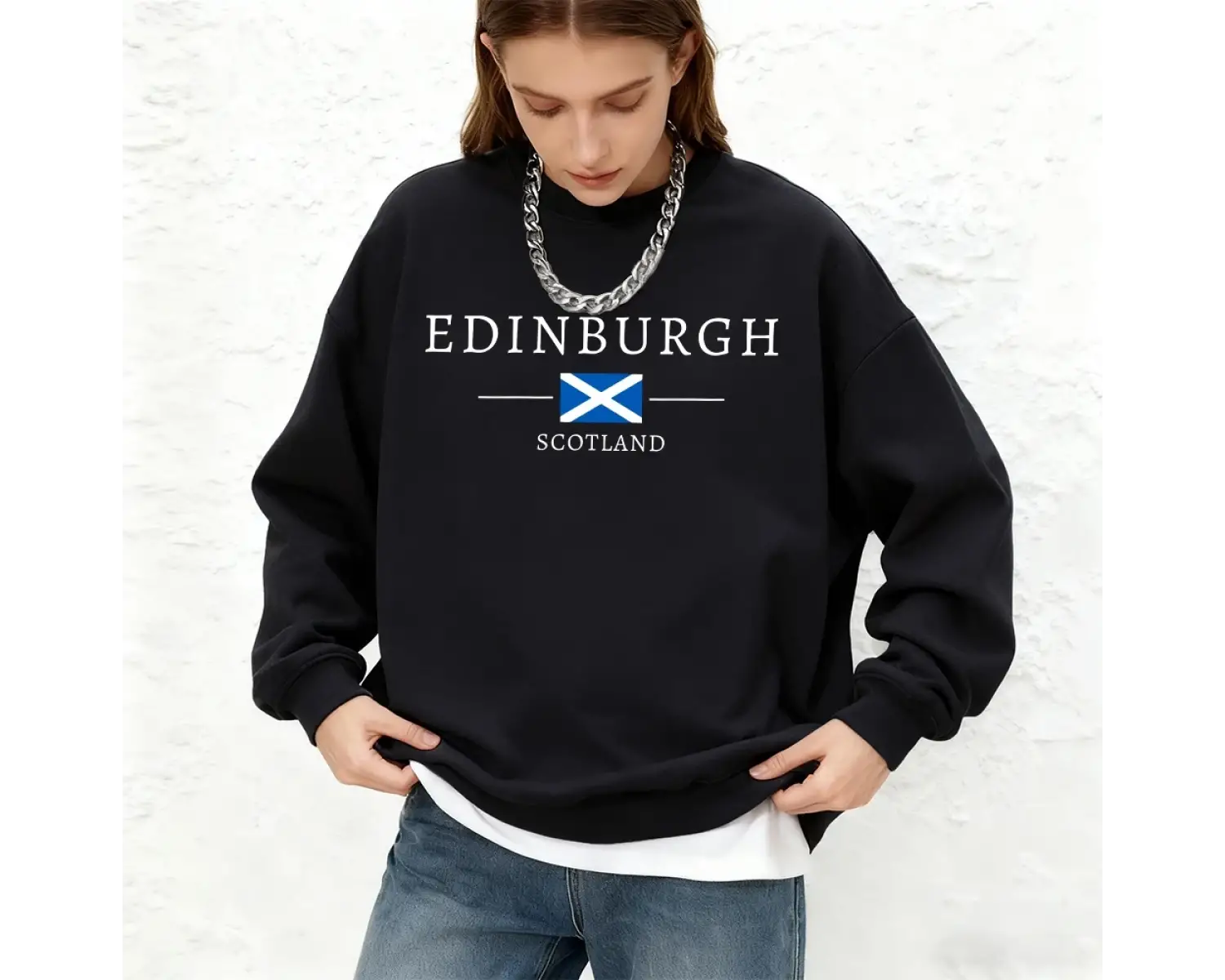 Edinburgh İskoçya Bayrağı Baskılar Bayan Kapüşonlular Sonbahar Sıcak Koşu Tişörtü Günlük Büyü