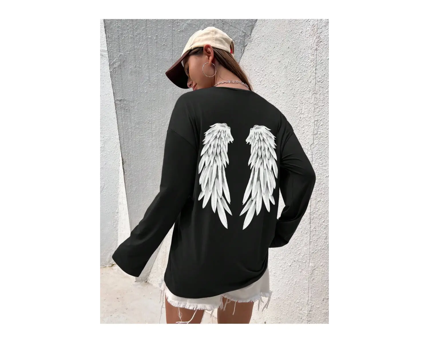 Eduely Sloganlı ve İskelet Grafikli Düşük Omuzlu Tişört