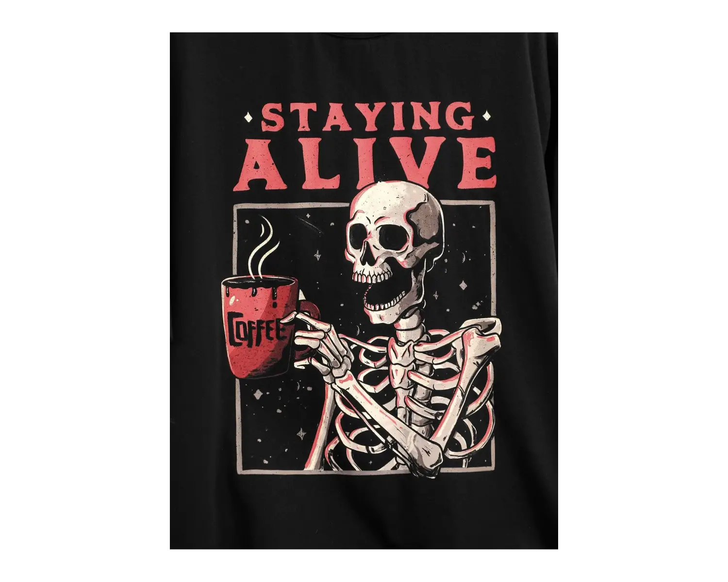 Eduely Sloganlı ve İskelet Grafikli Düşük Omuzlu Tişört